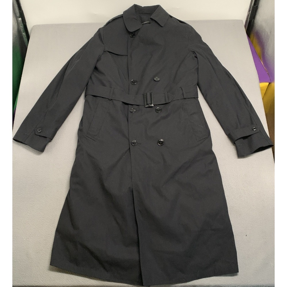 Defense Logistics Agency Garrison All Weather Black Trench Coat Men's 40XL NWOT - Picture 2 of 11